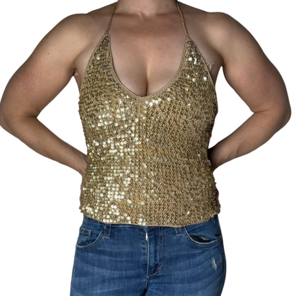 SequinTan Backless Halter Top